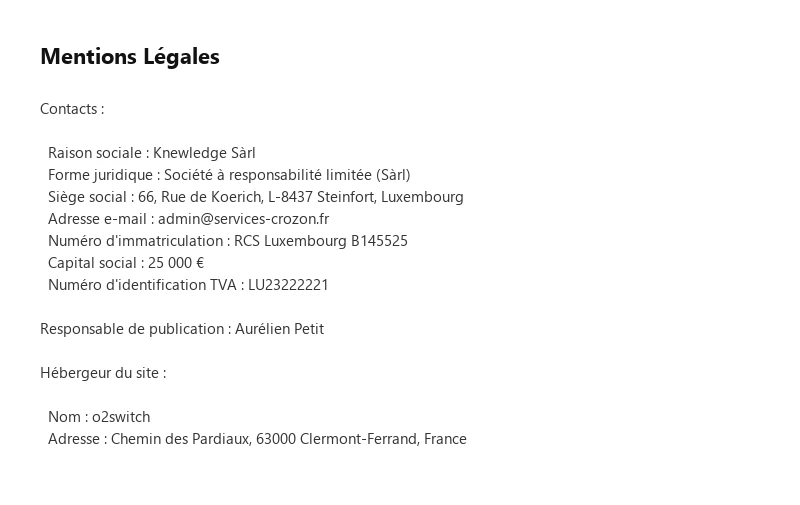Mentions Legales